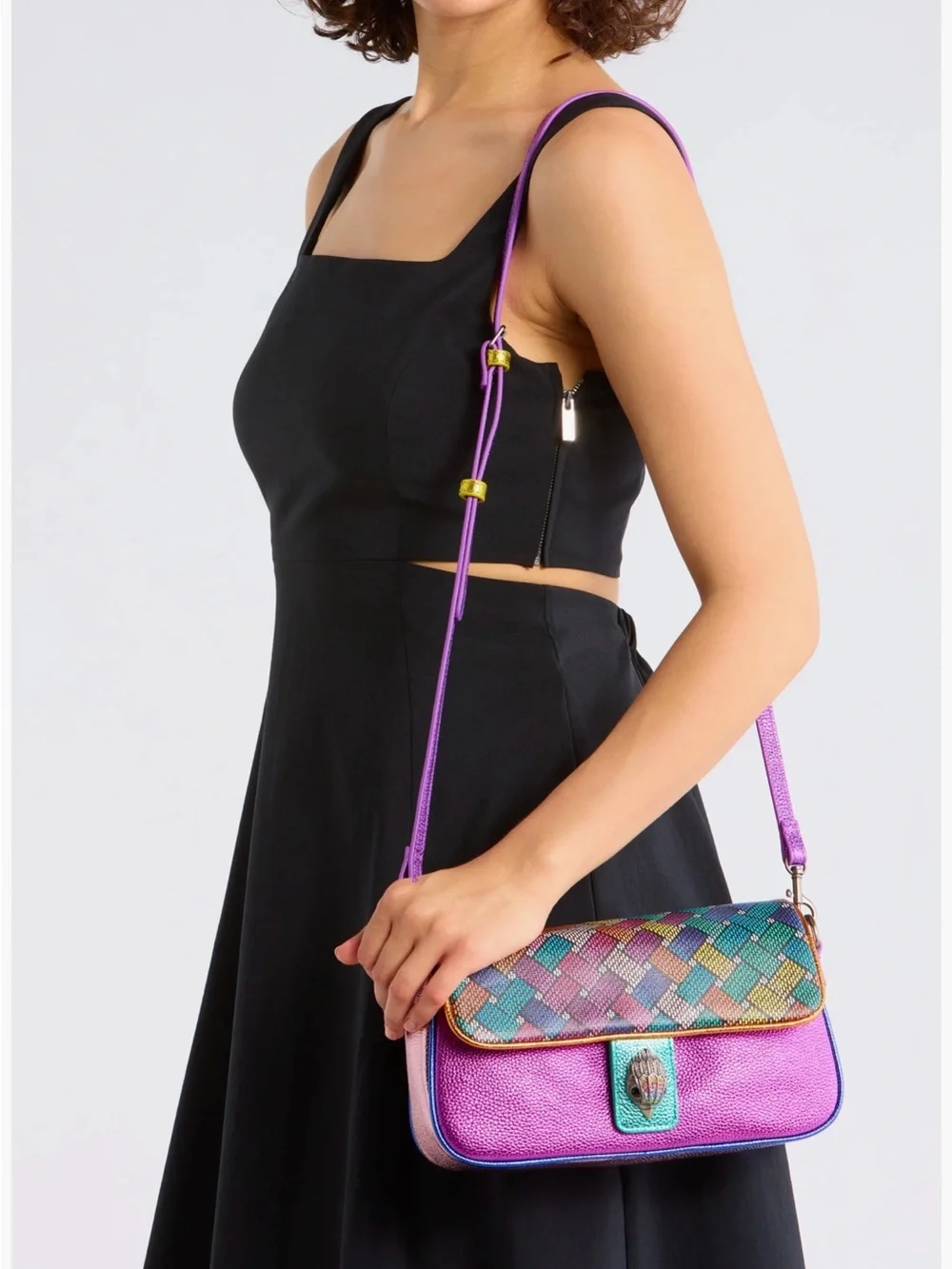 Kurt Geiger Camden Flap Pink Multicolor Woven Flap Shoulder Bag. Stunning 🤩